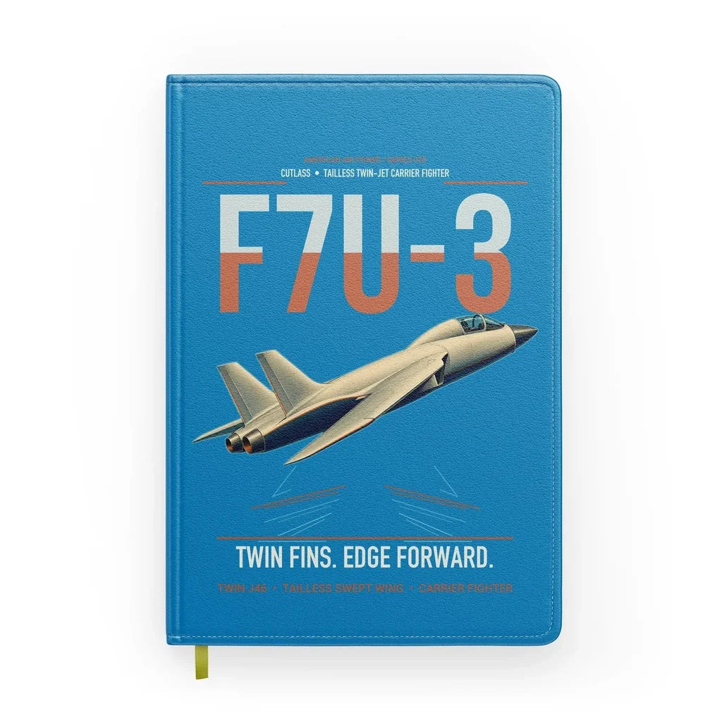 F7U-3 Cutlass design on turquoise notebook
