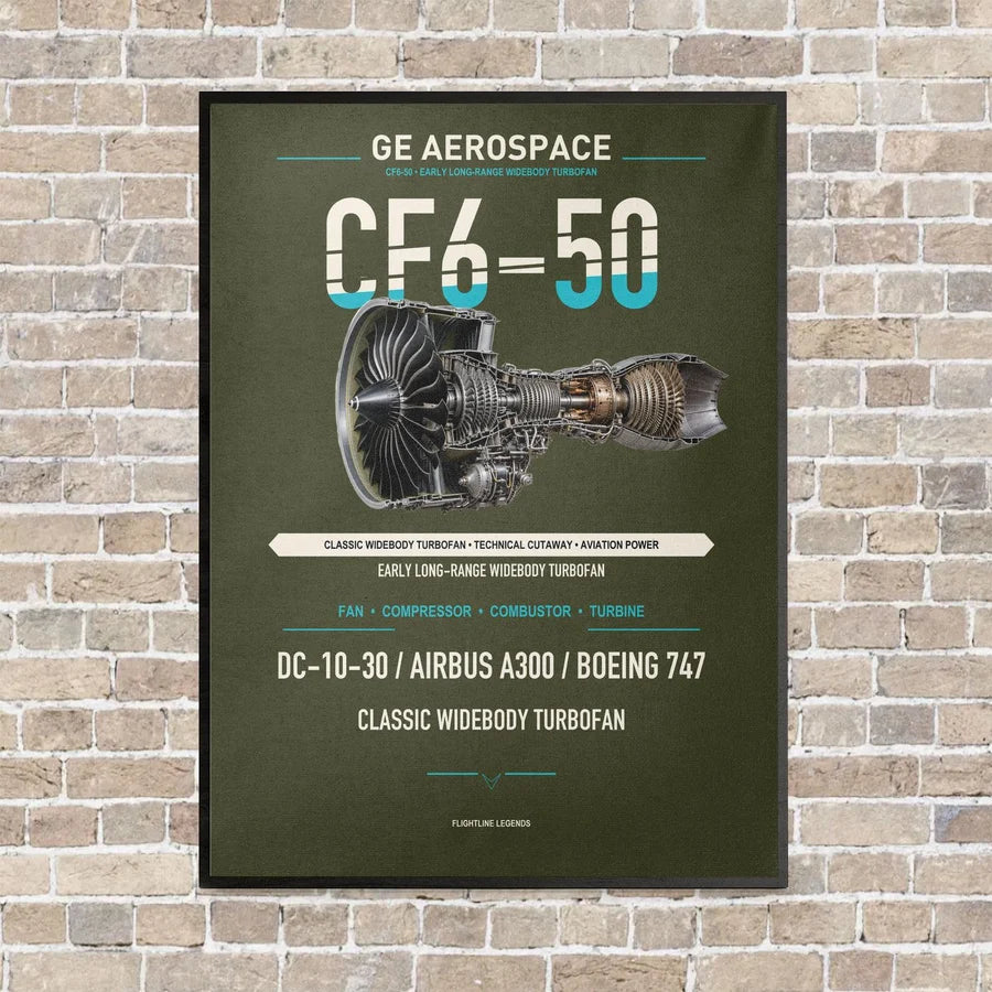 CF6-50 vertical canvas print - framed - green army background
