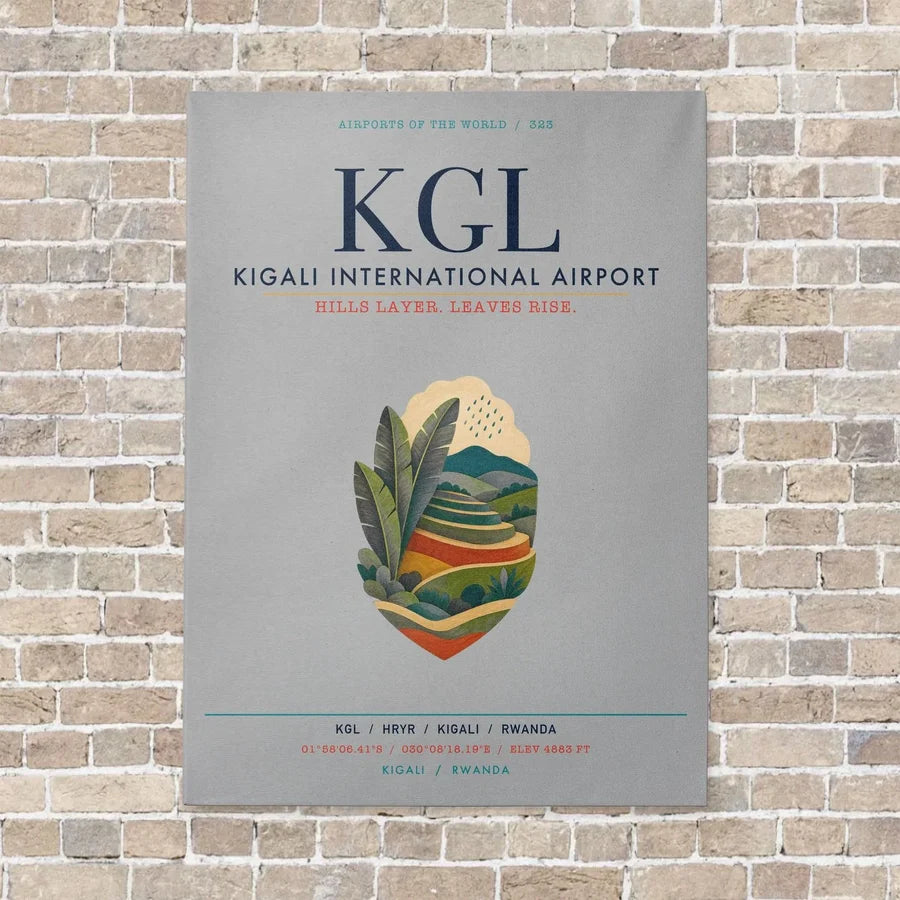 Kigali International Airport KGL vertical canvas print - no frame - light gray background