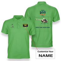 Thumbnail for Robinson R22 Beta II design on light green+name double-side polo t-shirt, double-side print
