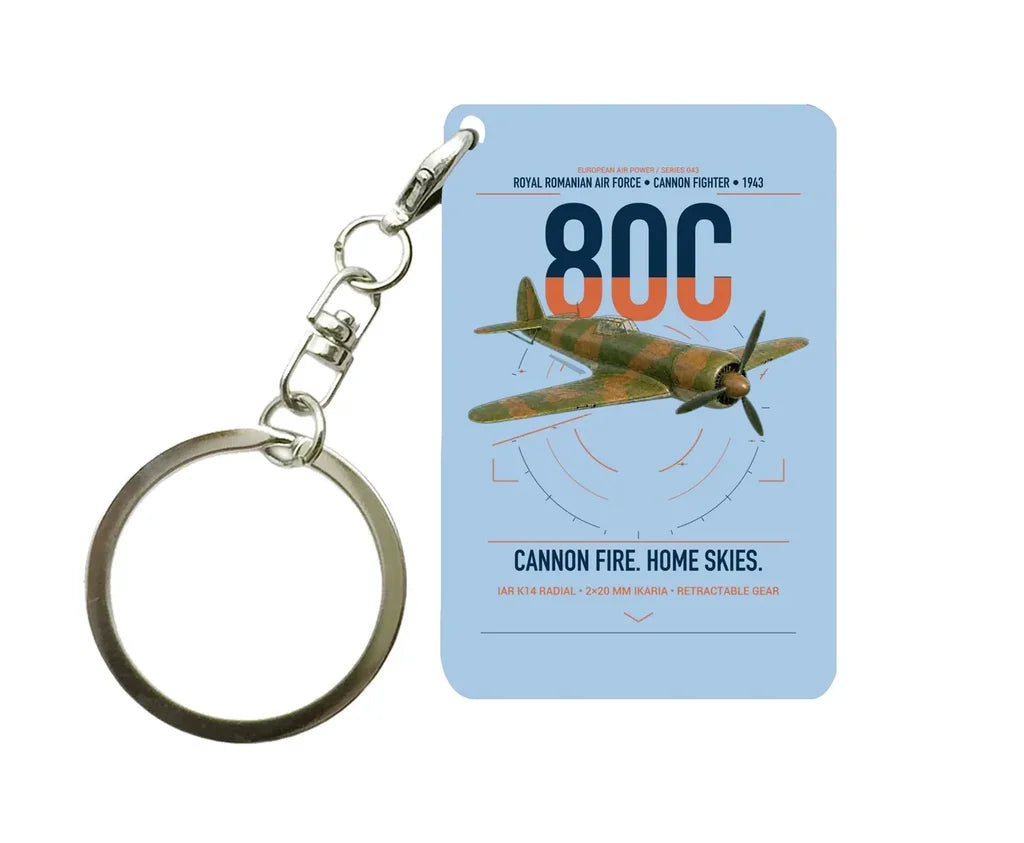 IAR 80C design on light blue designed key chain, double-side print