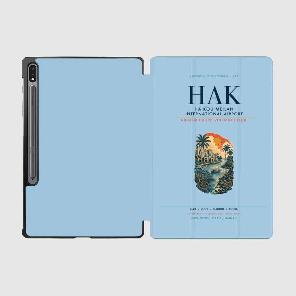 Haikou Meilan International Airport (HAK) design on light blue samsung tablet tablet case