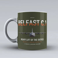 Thumbnail for Short Belfast C.1 design on green army ceramic mug, double-side print