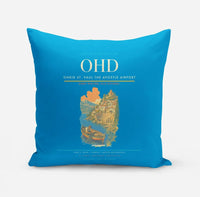 Thumbnail for Ohrid St. Paul the Apostle Airport (OHD) design on turquoise pillow