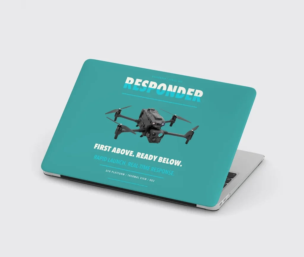 BRINC Responder design on turquoise MacBook case
