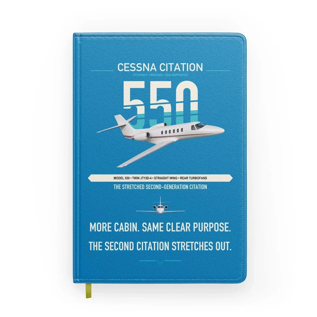 Cessna Citation 550 - Citation II design on turquoise notebook