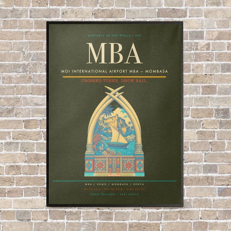 Moi International Airport MBA — Mombasa vertical canvas print - framed - green army background