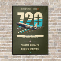 Thumbnail for Boeing 720B vertical canvas print - framed - green army background