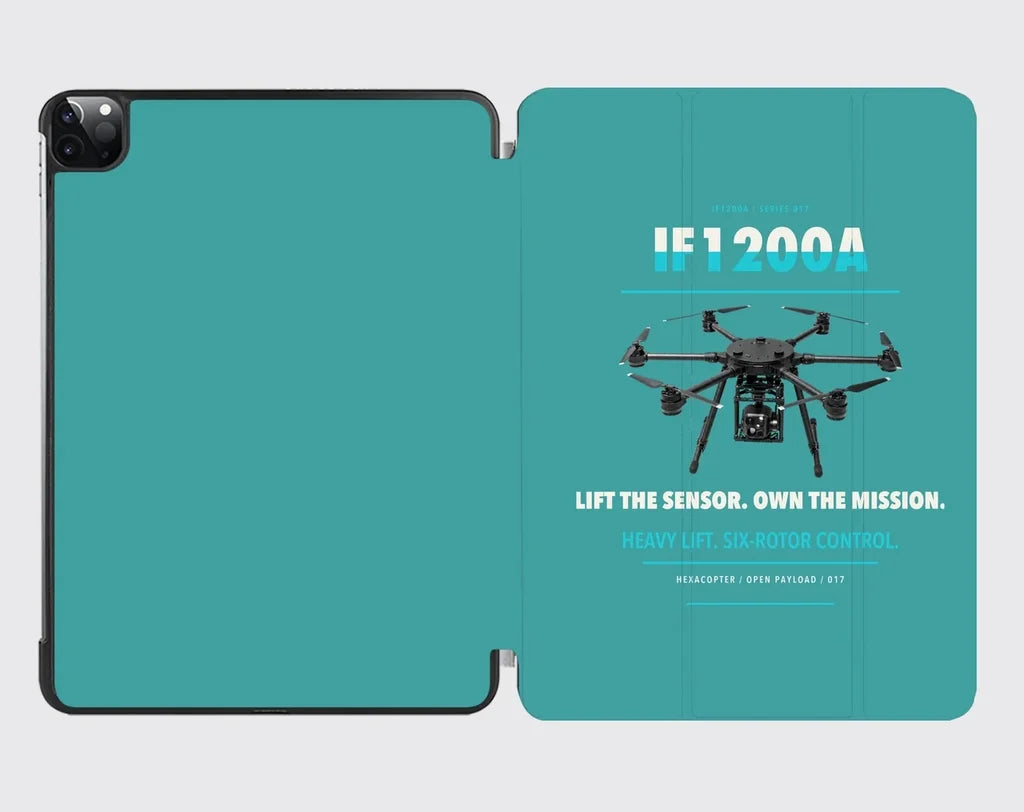 Inspired Flight IF1200A design on turquoise ipad tablet case