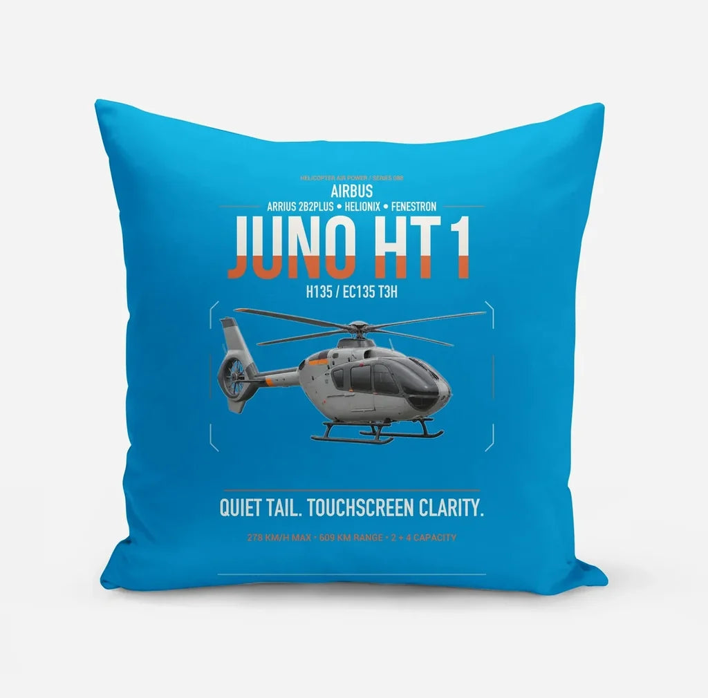 Airbus H135 Juno HT1 design on turquoise pillow
