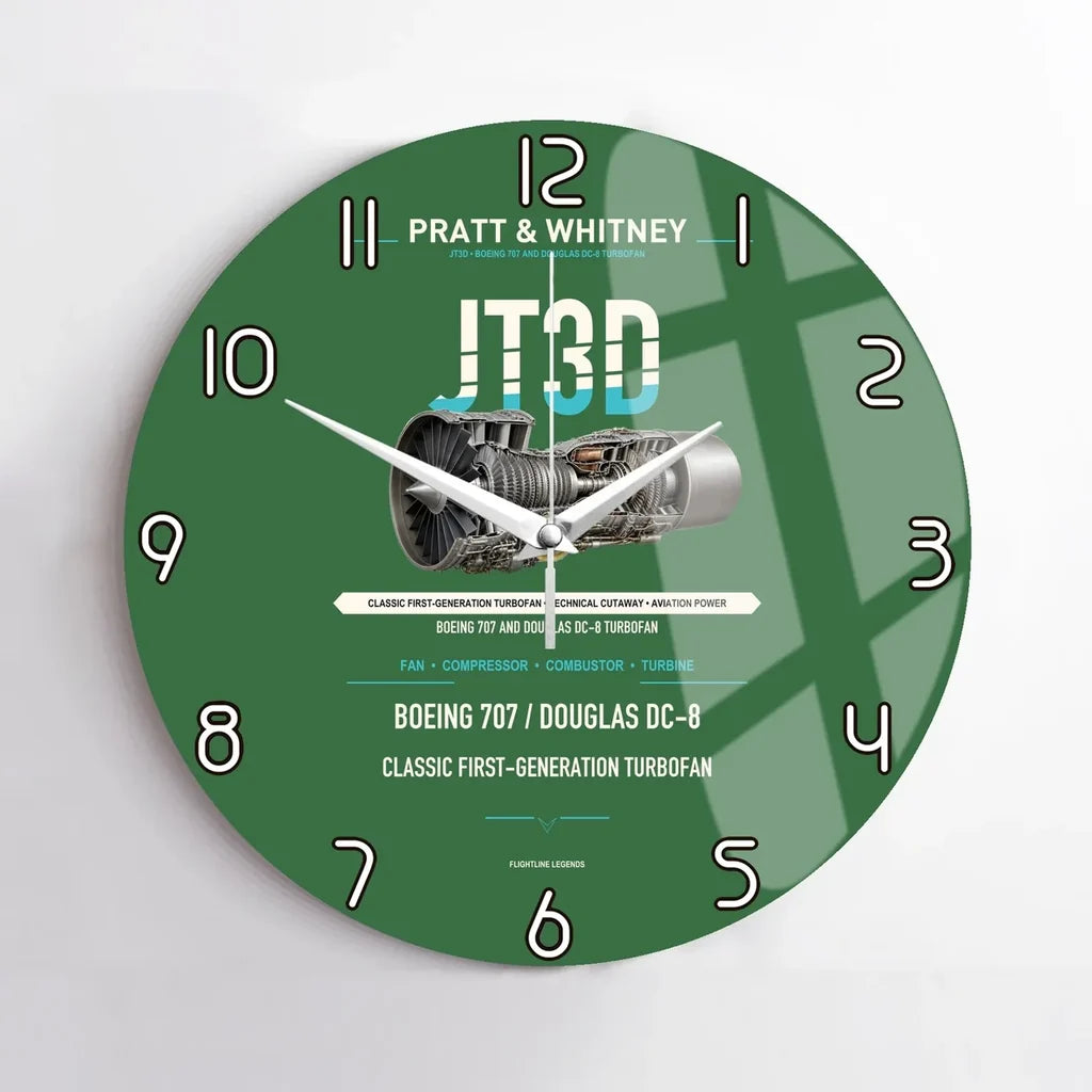 JT3D design on green no frame wall clock