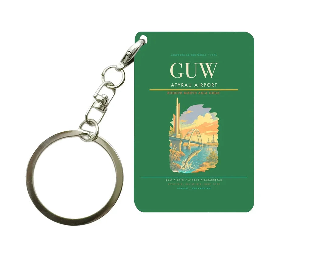 Atyrau Airport (GUW) design on green key chain