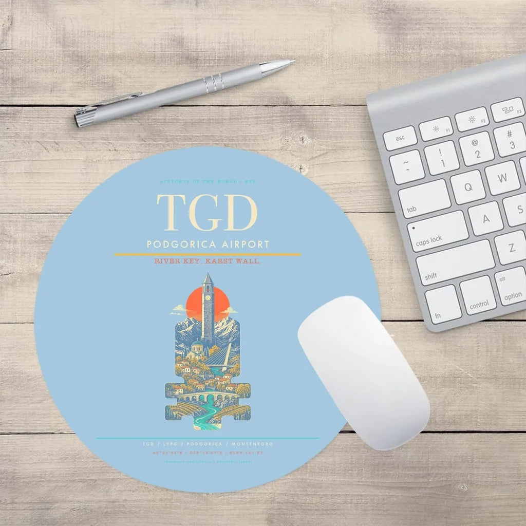 Podgorica Airport TGD Mouse-Pad Round - Light Blue