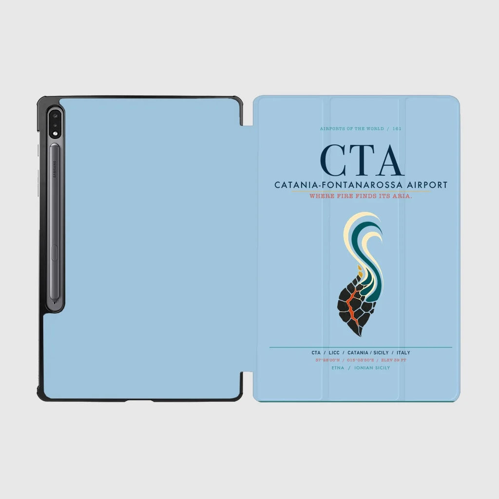 Catania-Fontanarossa Airport (CTA) design on light blue samsung tablet tablet case