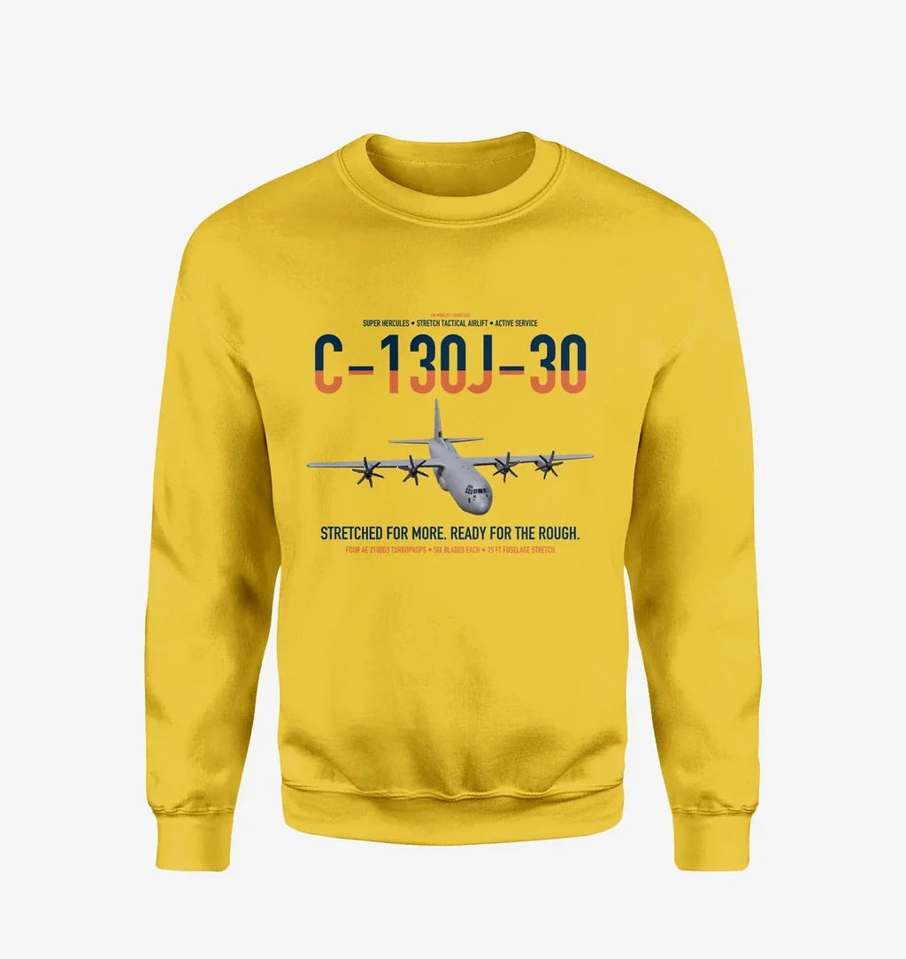 C-130J-30 Super Hercules design on yellow sweatshirt