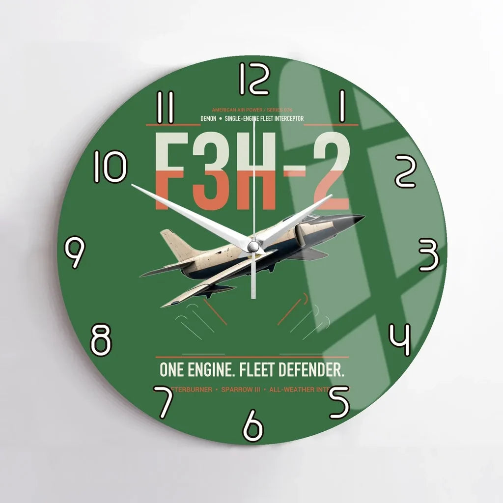F3H-2 Demon design on green no frame wall clock
