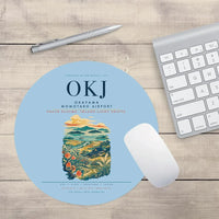 Thumbnail for Okayama Momotaro Airport (OKJ) design on light blue round mouse pad