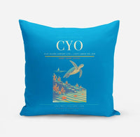 Thumbnail for Vilo Acuña Airport (CYO) design on turquoise pillow