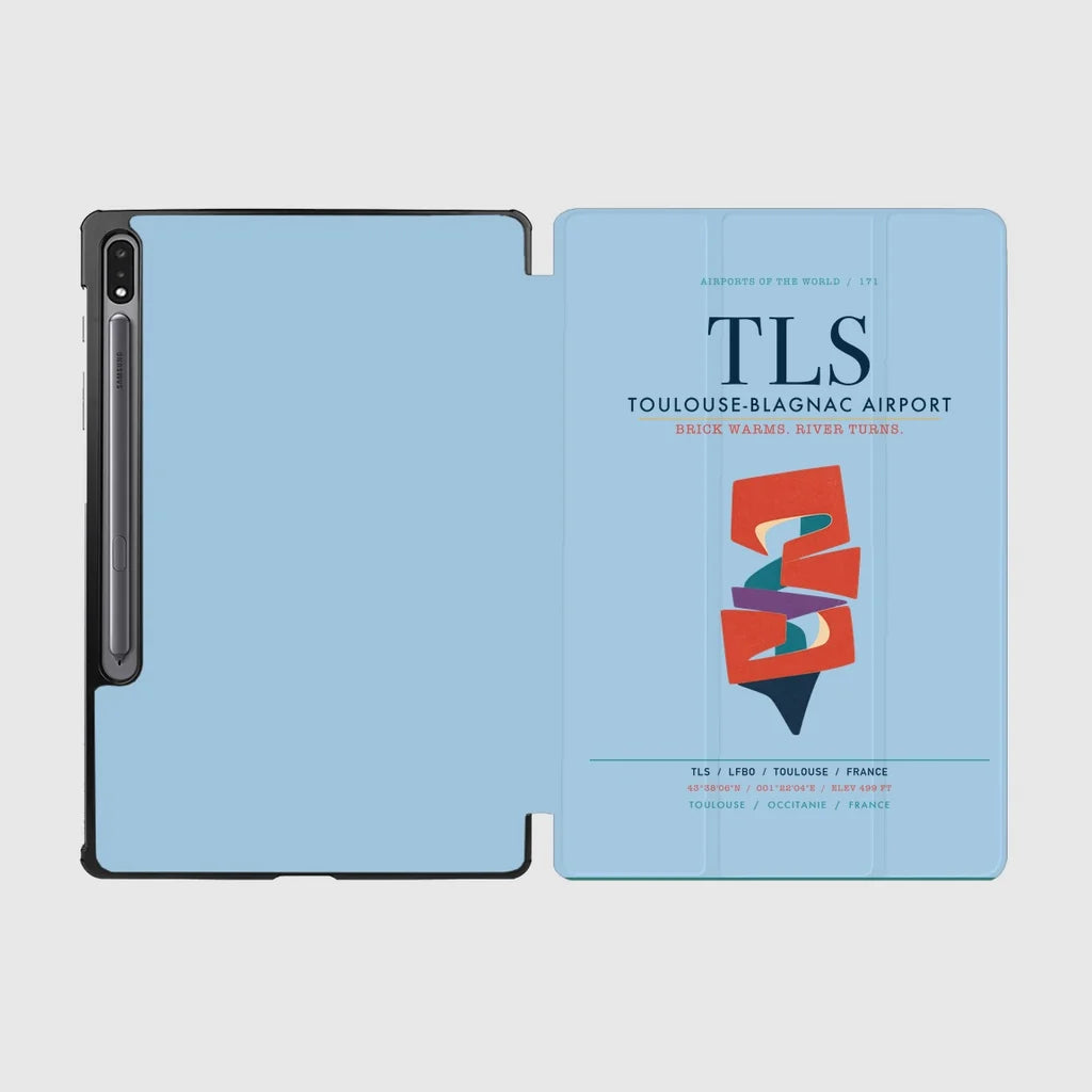 Toulouse-Blagnac Airport (TLS) design on light blue samsung tablet tablet case