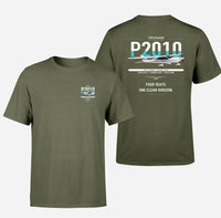 Thumbnail for Tecnam P2010 design on green army t-shirt, double-side print