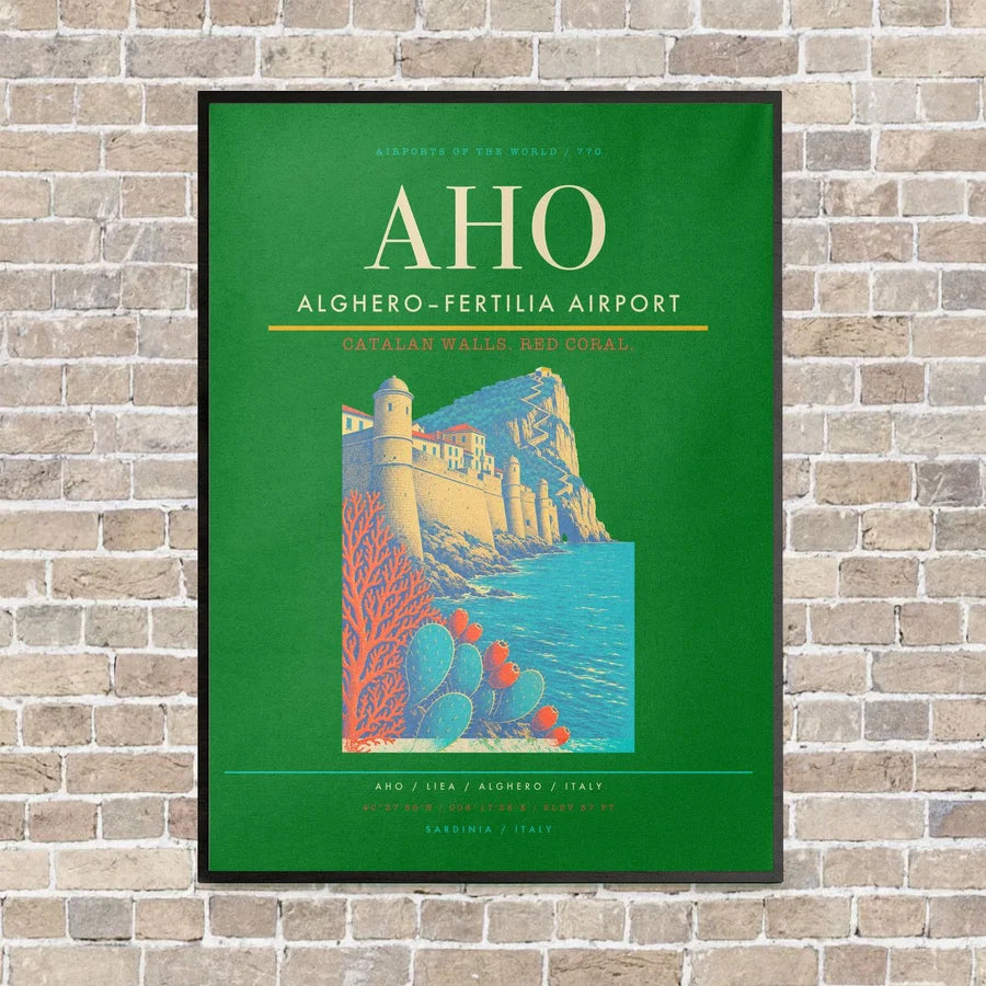 Alghero–Fertilia Airport AHO - Canvas Framed - Green