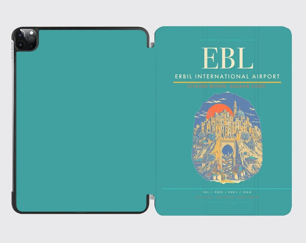 Erbil International Airport (EBL) design on turquoise ipad tablet case
