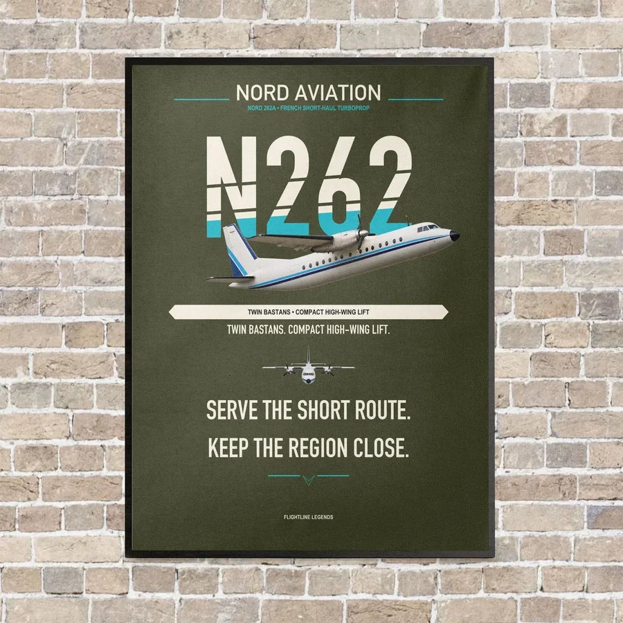Nord 262A vertical canvas print - framed - green army background