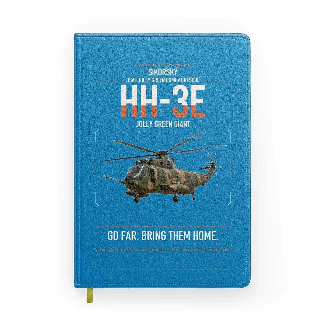 Sikorsky HH-3E Jolly Green Giant design on turquoise notebook