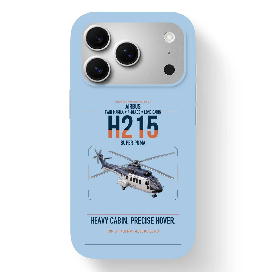 Airbus H215 design on light blue magsafe iphone case, for iPhone 17 Pro