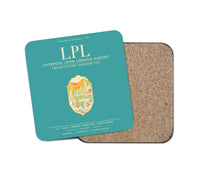 Thumbnail for Liverpool John Lennon Airport (LPL) design on turquoise 1 piece coaster
