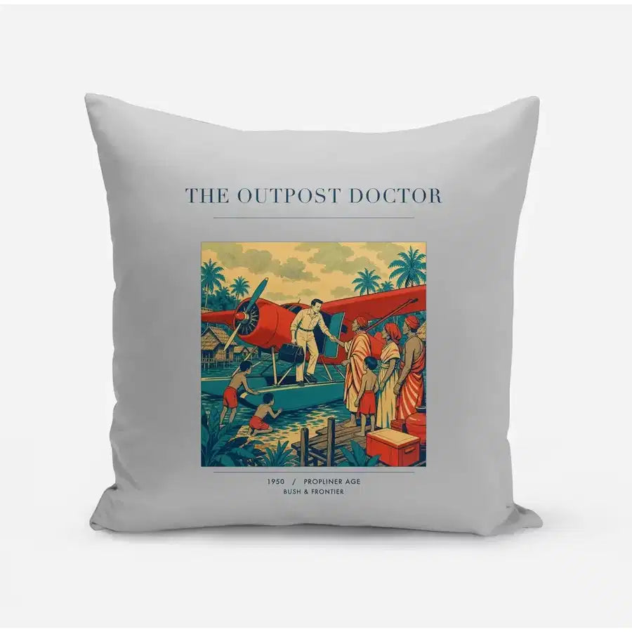 VINTAGE G4197 - The Outpost Doctor - Designed Pillows design on lightgray