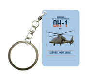 Thumbnail for Kawasaki OH-1 design on light blue designed key chain, double-side print