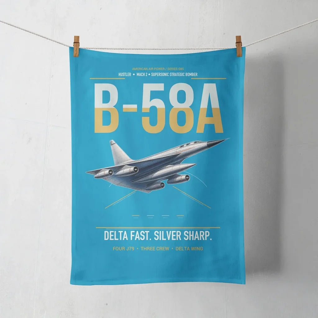 B-58A Hustler design on turquoise towel