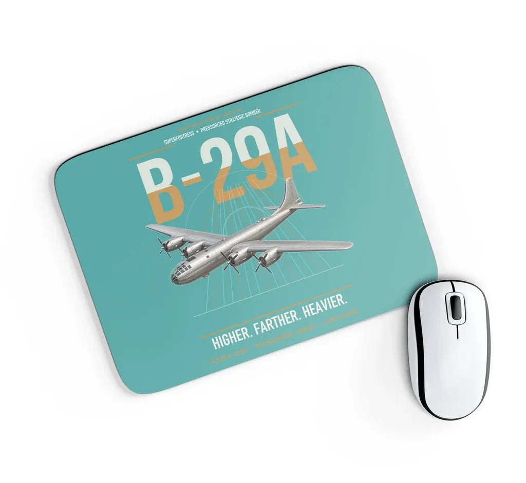 B-29A Superfortress design on turquoise rectangle mouse pad