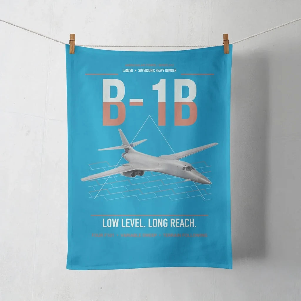 B-1B Lancer design on turquoise towel