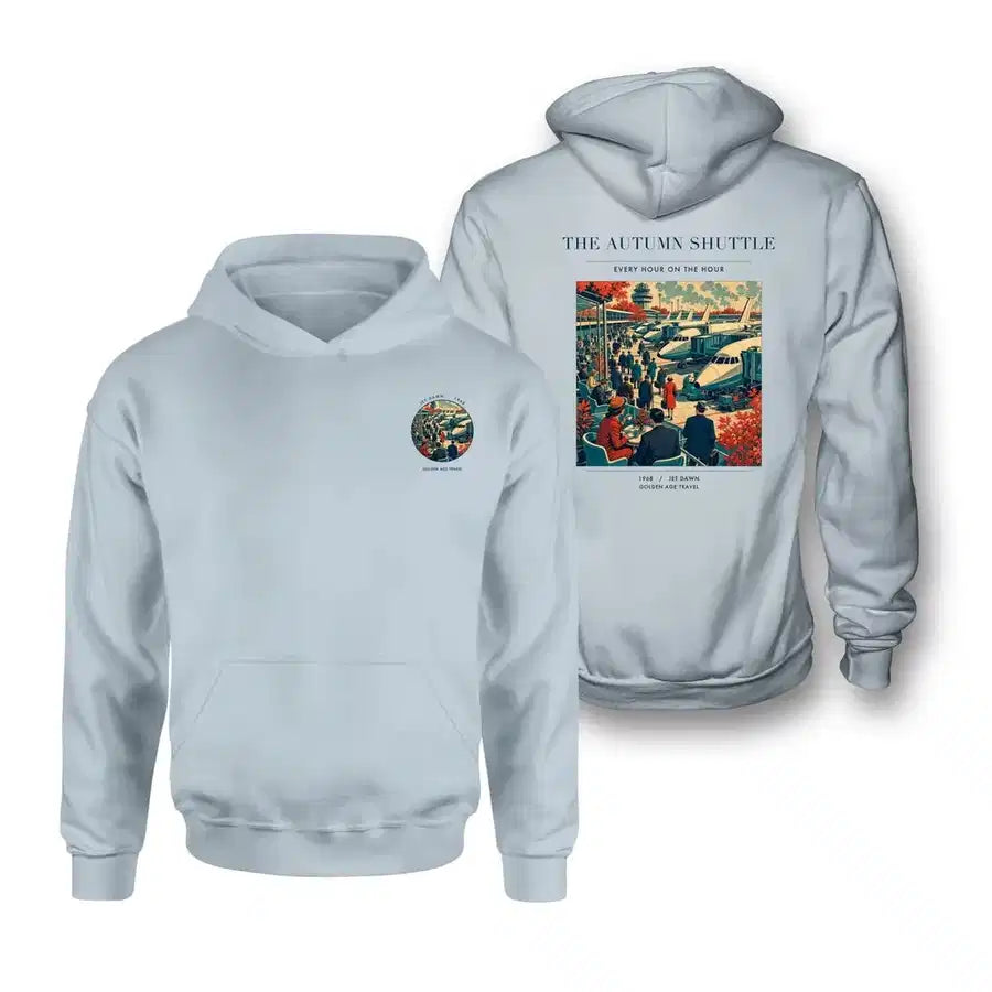 VINTAGE G4120 - The Autumn Shuttle - Double-Side Hoodie design on lightblue double side
