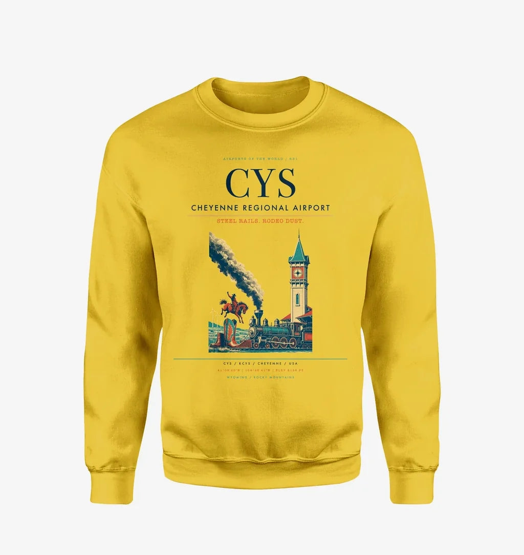 Cheyenne Regional Airport (CYS) design on yellow sweatshirt