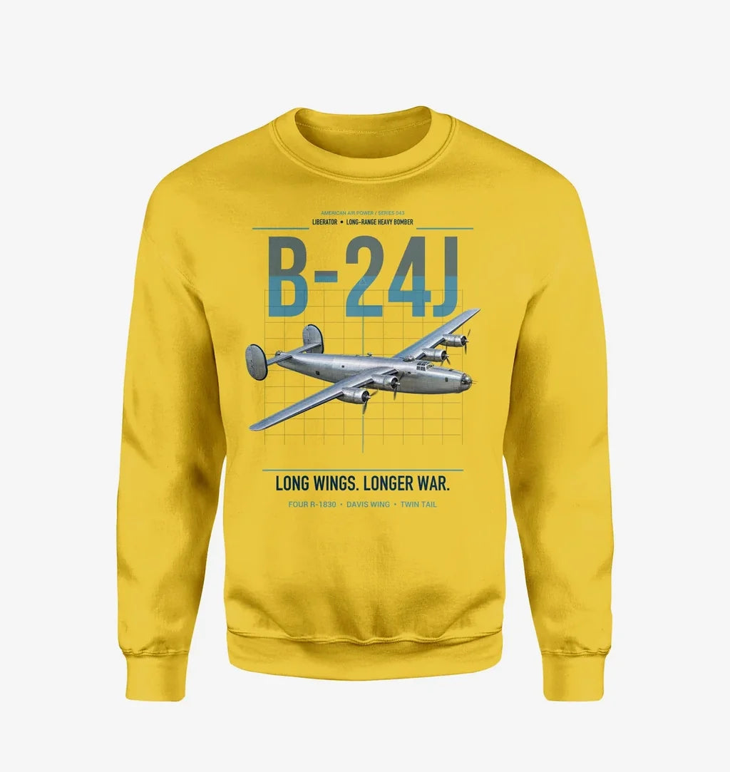 B-24J Liberator design on yellow sweatshirt
