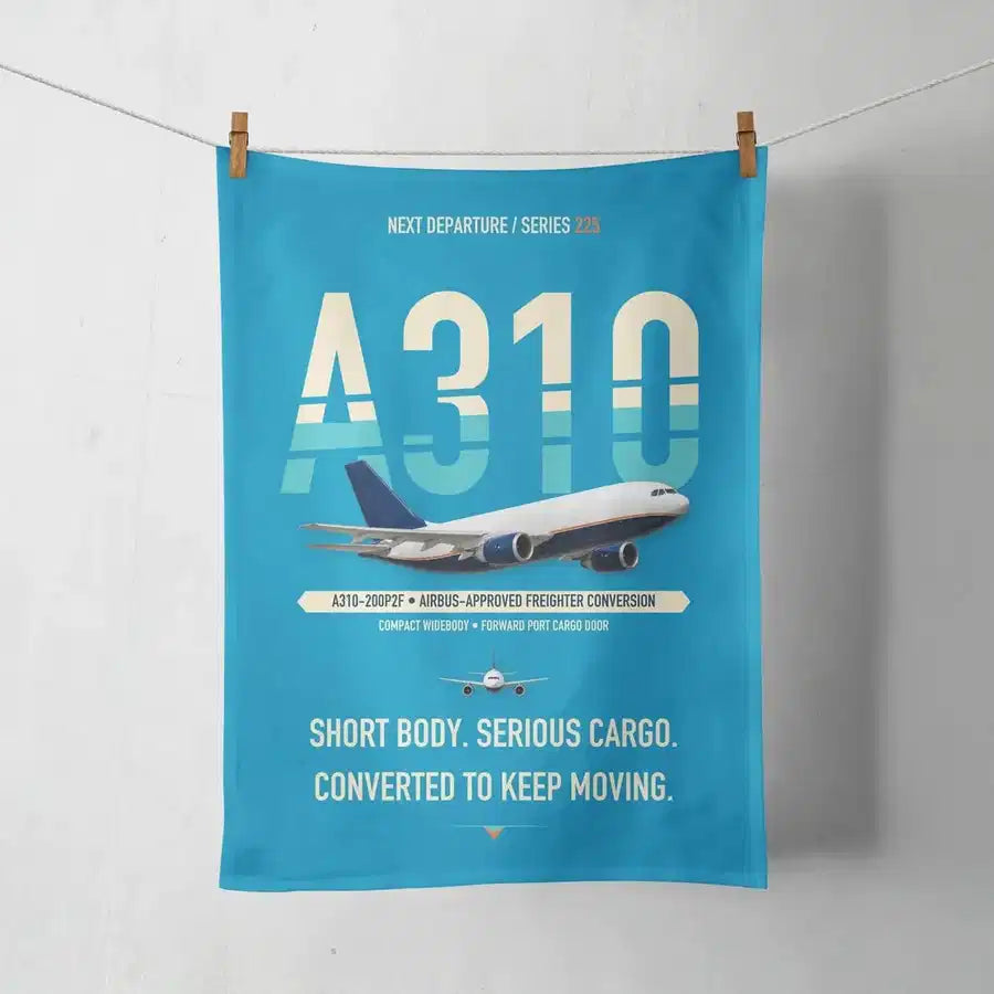 Airbus A310-200P2F design on turquoise towel
