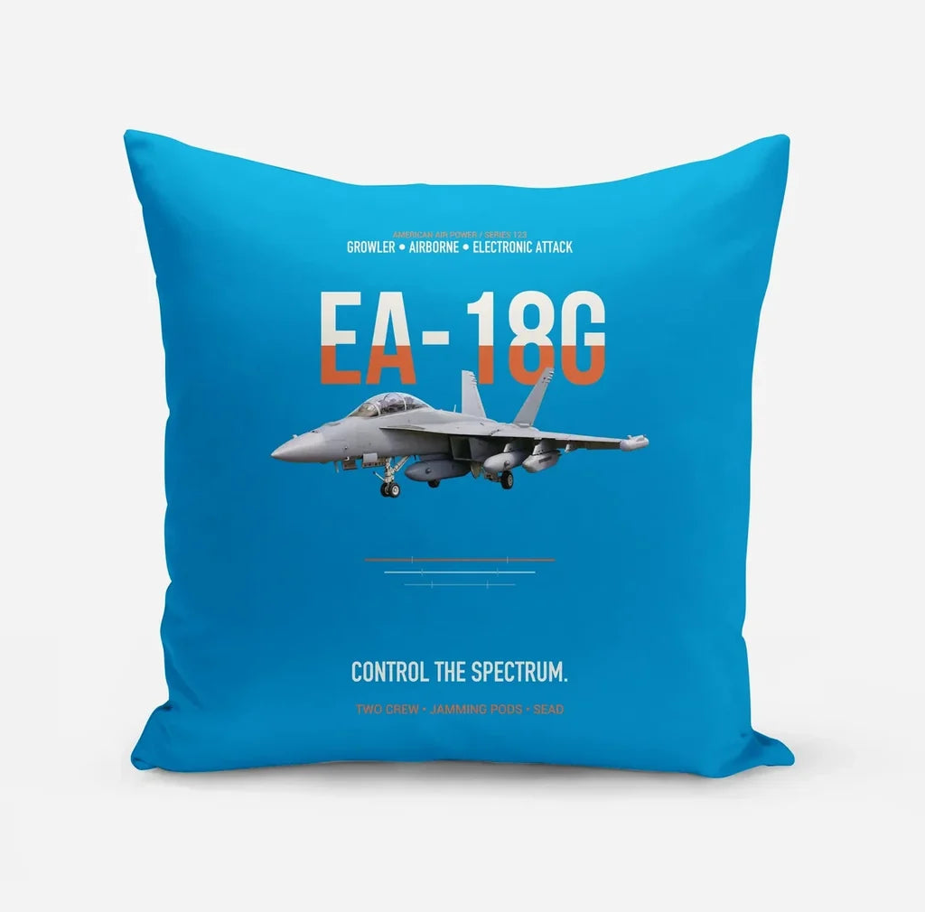 EA-18G Growler Control The Spectrum design on turquoise pillow