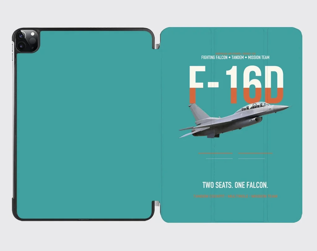 F-16D Fighting Falcon Two Seats One Falcon design on turquoise ipad tablet case