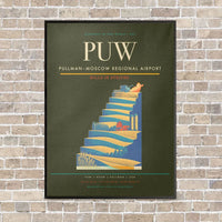 Thumbnail for Pullman–Moscow Regional Airport PUW vertical canvas print - framed - green army background