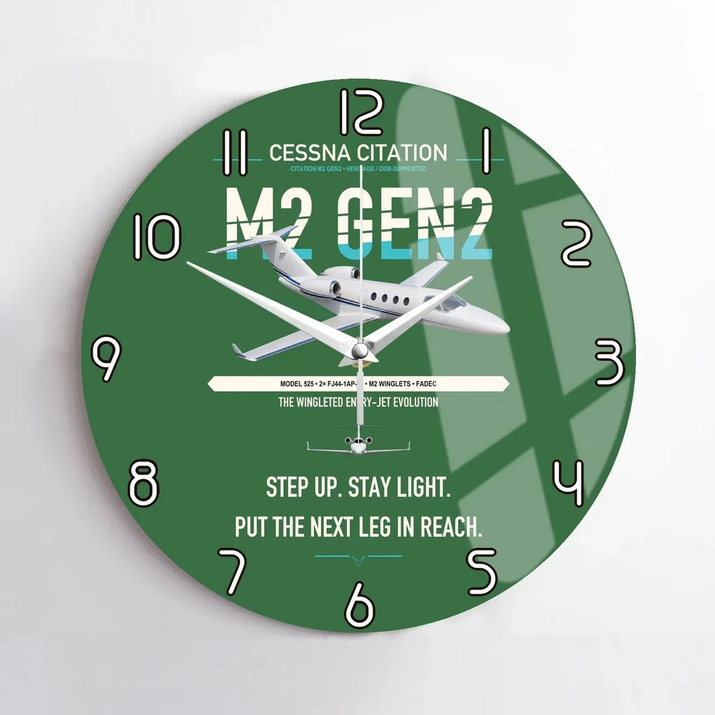 Cessna Citation M2 Gen2 design on green no frame wall clock