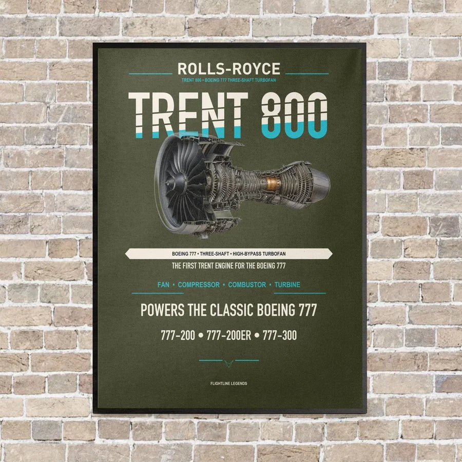 TRENT 800 vertical canvas print - framed - green army background