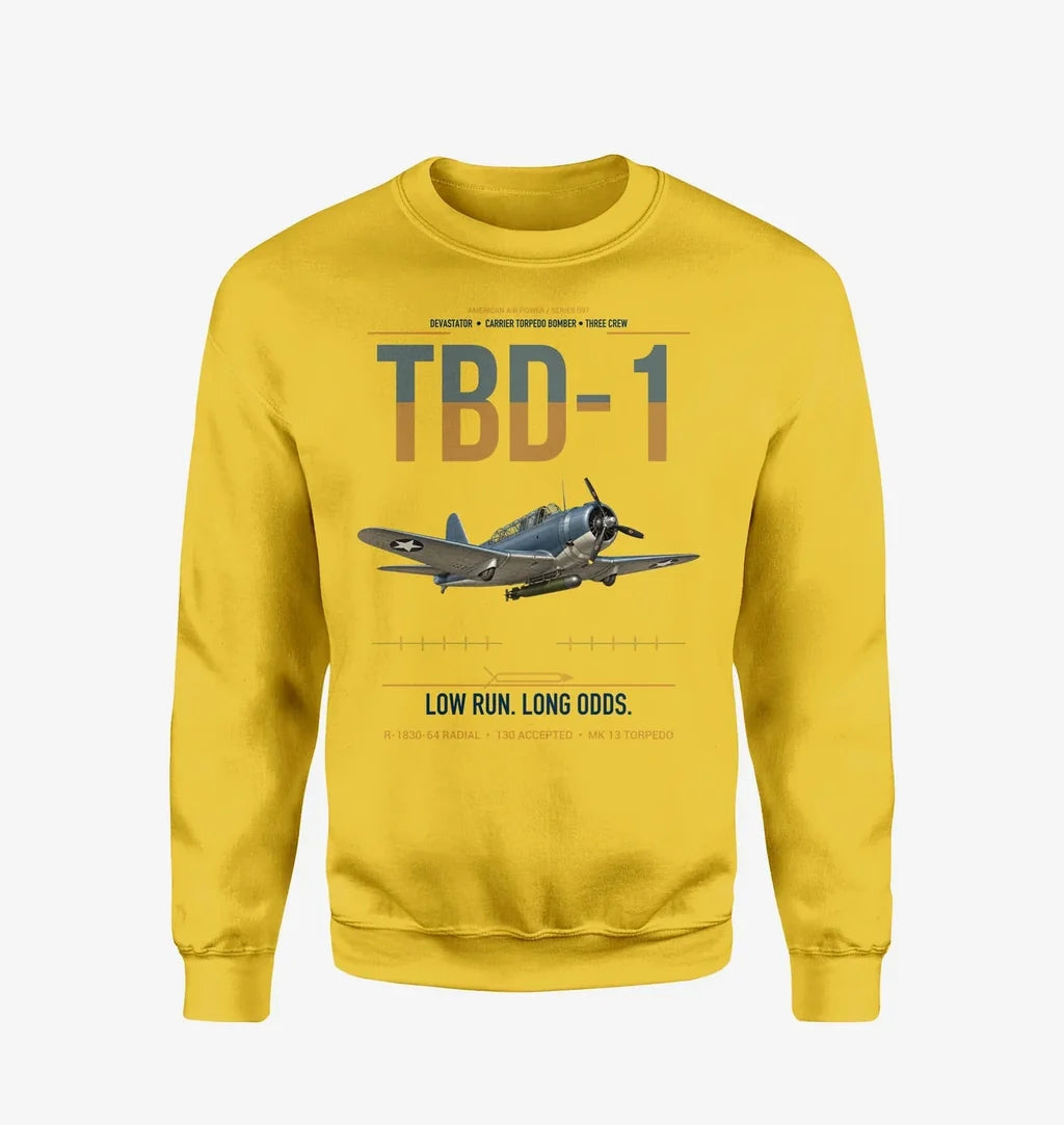 TBD-1 Devastator design on yellow sweatshirt