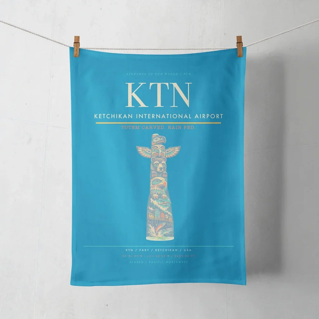 Ketchikan International Airport (KTN) design on turquoise towel