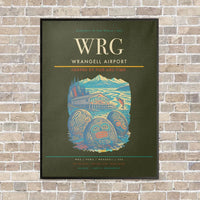 Thumbnail for Wrangell Airport WRG vertical canvas print - framed - green army background