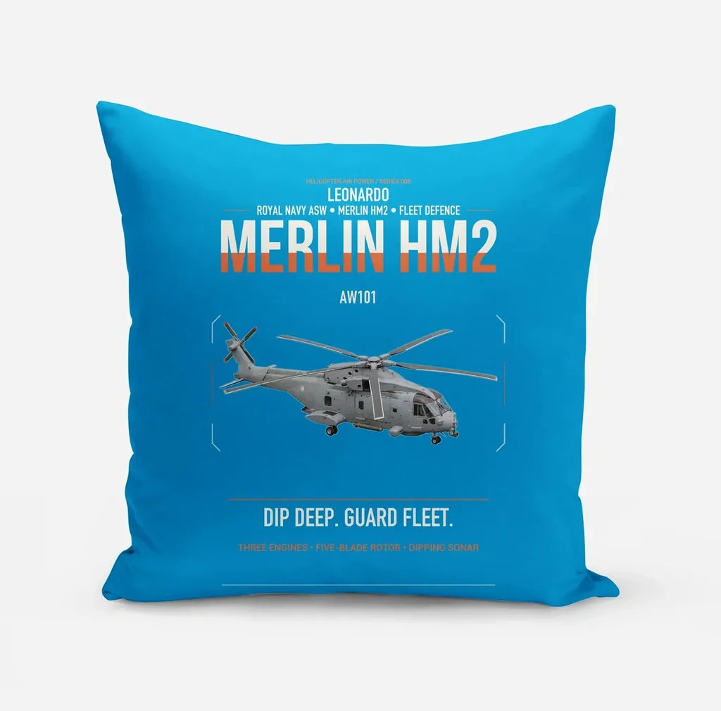 Leonardo AW101 Merlin HM2 design on turquoise pillow