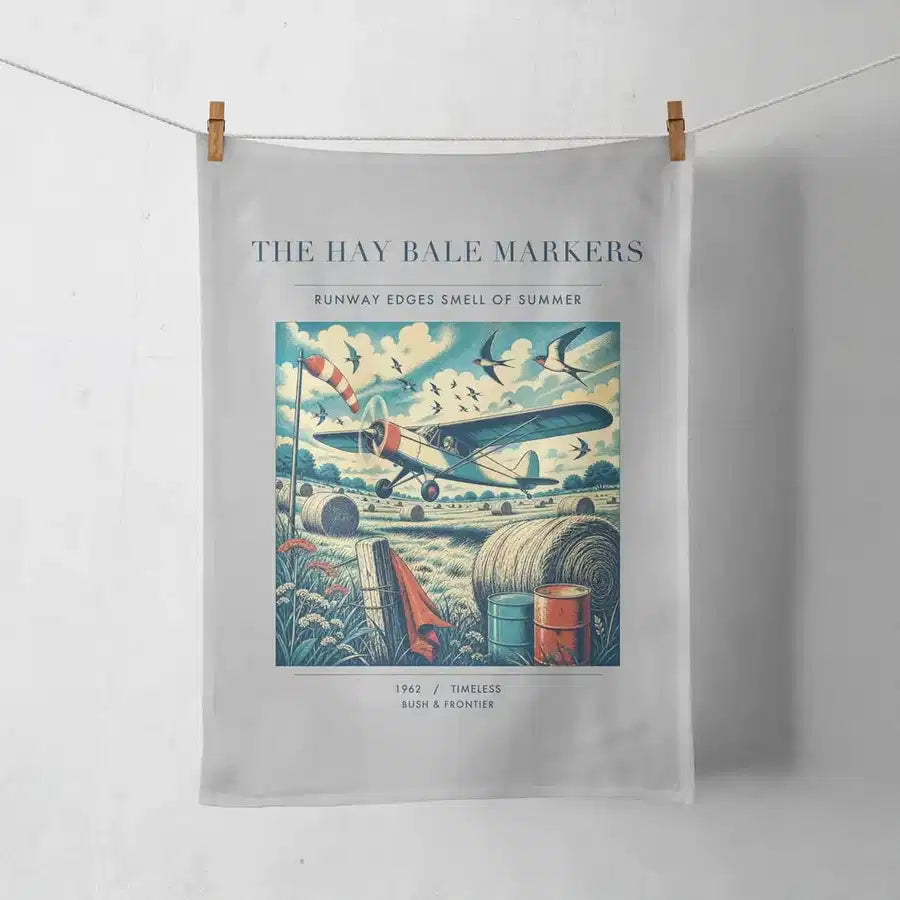 VINTAGE G4387 - The Hay Bale Markers - Designed Towels design on lightgray