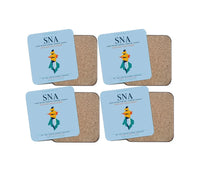 Thumbnail for John Wayne Airport, Orange County (SNA) design on light blue 4 pieces set coaster
